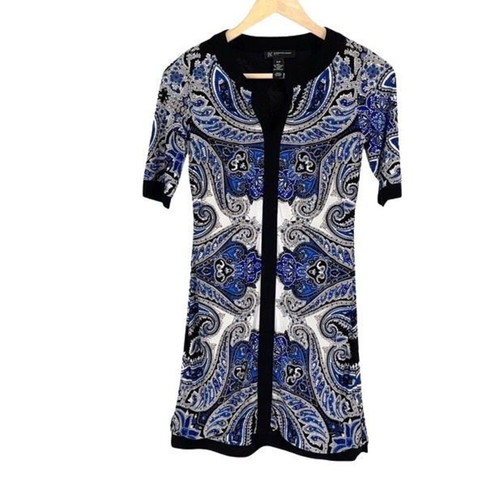 INC International Concepts Womens Paisley Mini Dress Blue Black Size P/P Petite